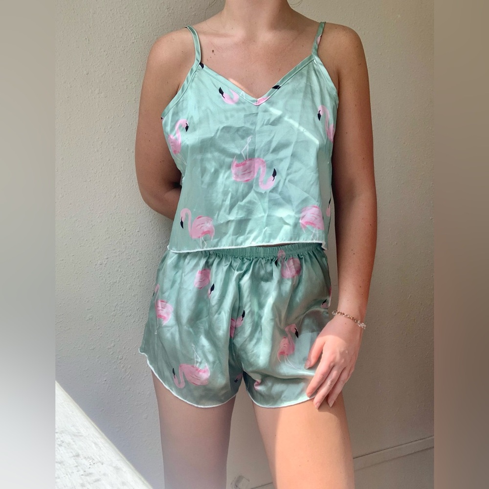 flamingos pajamas set